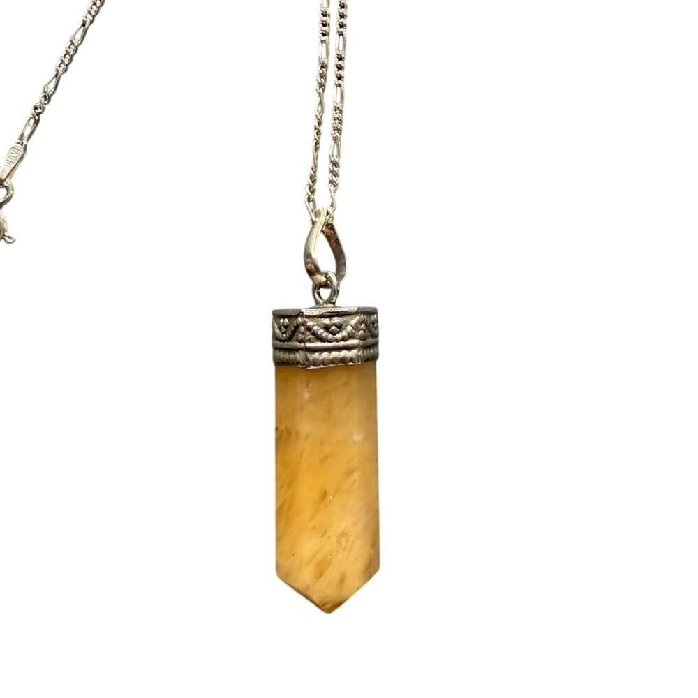 925 Sterling Silver Chain Necklace & Crystal Pendant Necklace